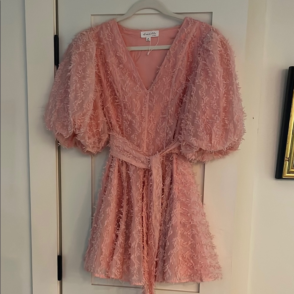 Annabelle Pink Textured Mini Dress